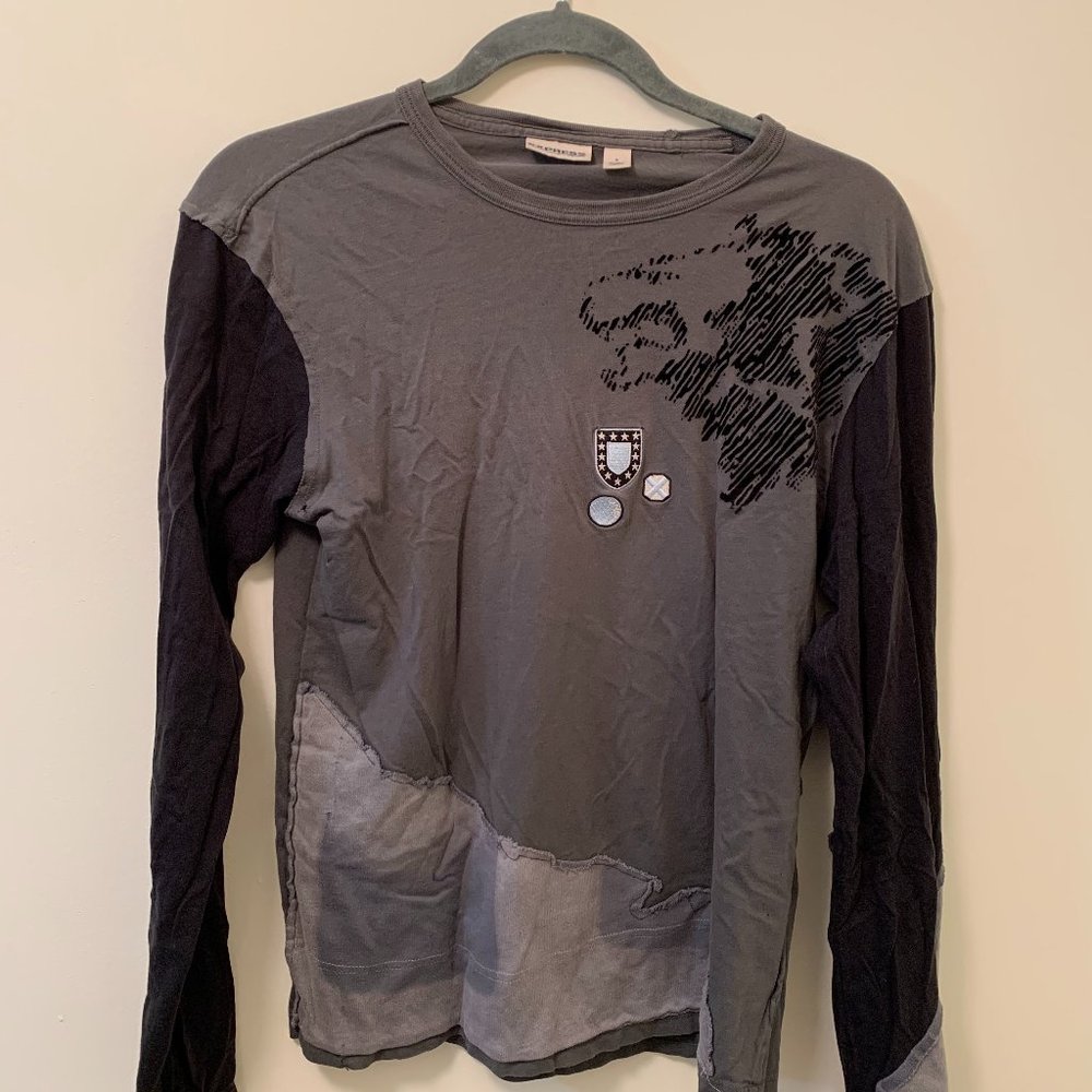 Express Y2K patchwork long sleeve shirt